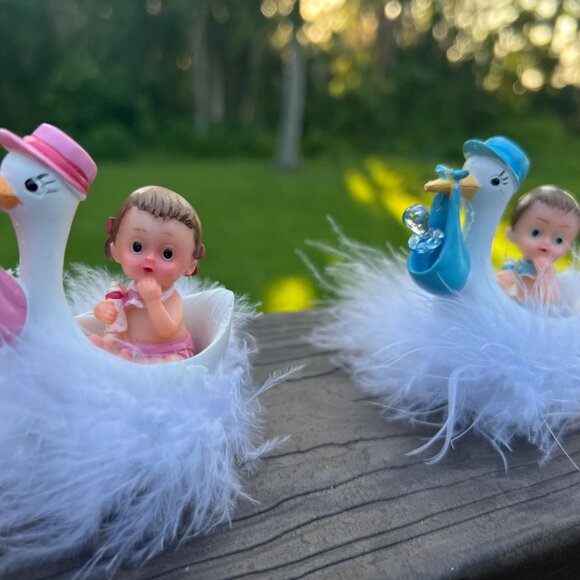 Gender Reveal Stork Boy & Girl Favor or Cake Topper Keepsakes - Picture 4 of 7